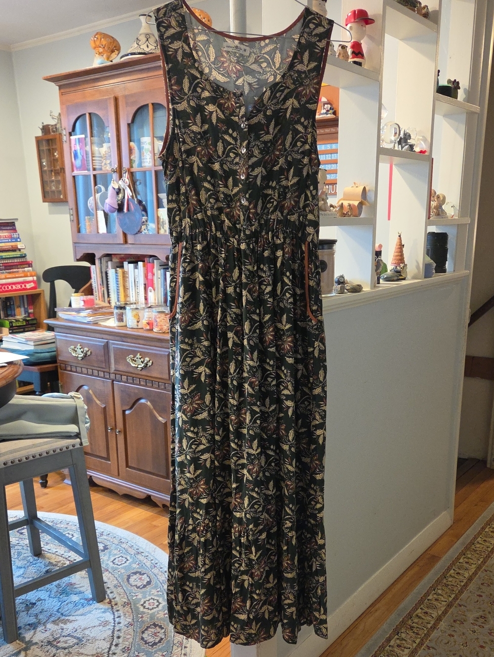 NATURAL LIFE Black Maxi Dress with Floral Print